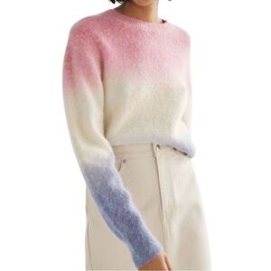 & Other Stories Ombre Striped Knit Crewneck Sweater Pink Purple Ivory Size XS